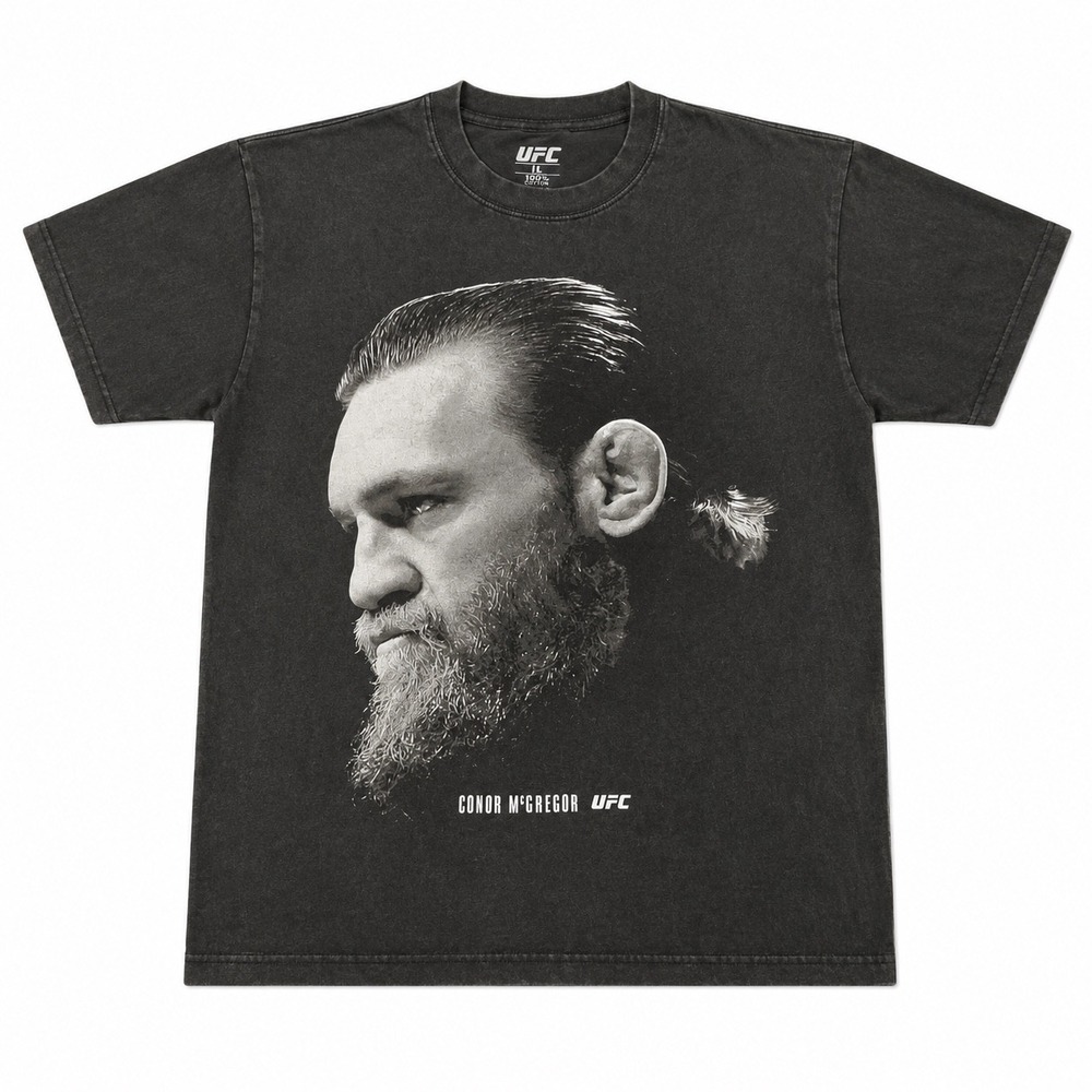 UFC Conor McGregor Graphic T-Shirt Mens L/XL Black Acid Wash MMA Fighting Tee